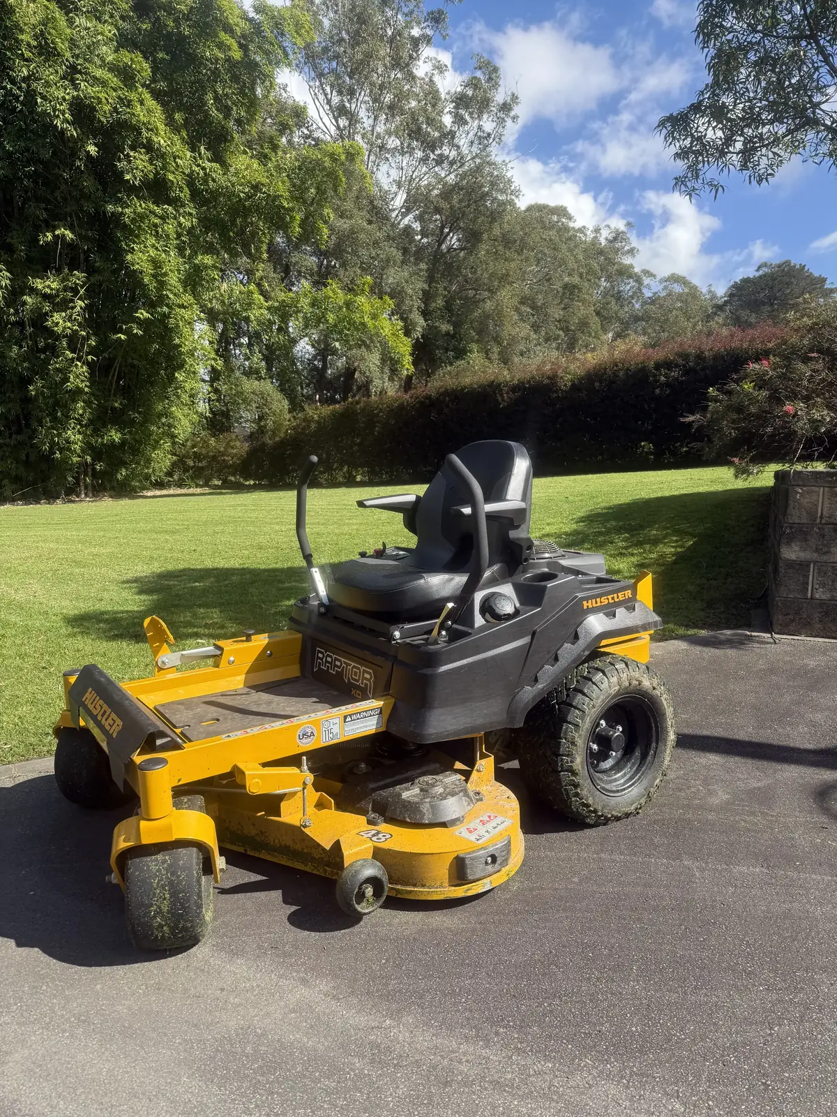 Ride-on mowing Dural and The Hills — zero-turn ride-on mower ready for an acreage lawn
